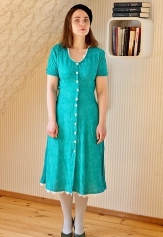 GREEN WHITE POLKA DOT DRESS