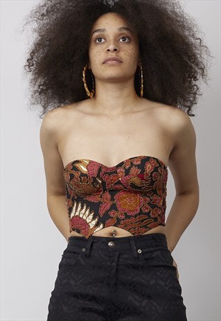 VINTAGE 90'S FLORAL BEADED BANDEAU BRALET