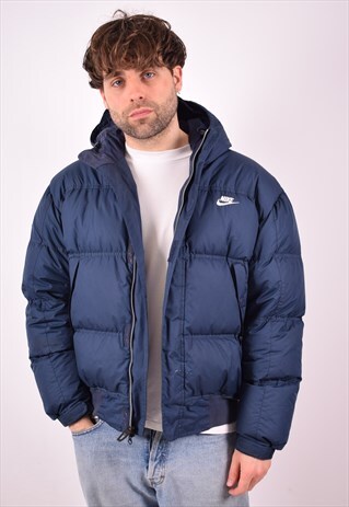NIKE MENS VINTAGE PADDED JACKET LARGE BLUE 90S