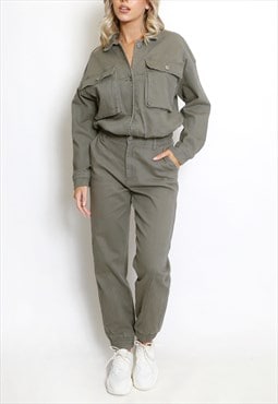 Front Pocketed Buttons Up Jacket And Trouser Set In Grey