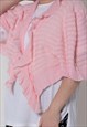 VINTAGE 60S CHIC KNITTED CHRUG BOLERO TOP IN PINK M/L