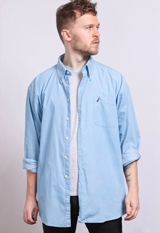 VINTAGE NAUTICA CORDUROY SHIRT BLUE
