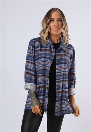 SILK SHIRT PRINT PATTEREND OVERSIZED FITTED UK 14 (FBAM)