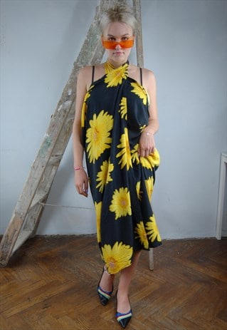 Vintage 90's summer light flower beach universal dress skirt