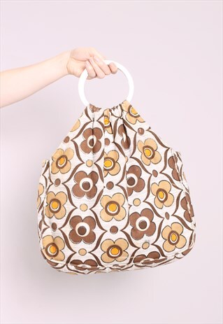 VINTAGE 60S FLOWER POWER TOTE SHOPPER BAG