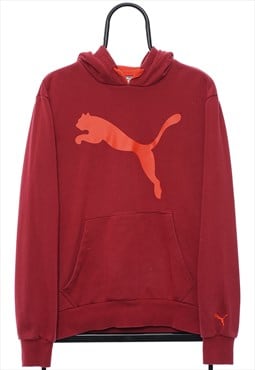 Retro Puma Logo Maroon Hoodie Womens