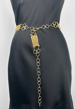 Vintage Gold Metal 70's Ladies Chain Link Adjustable Belt