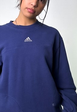 Navy Blue 90s Adidas Embroidered Centre Logo Sweatshirt