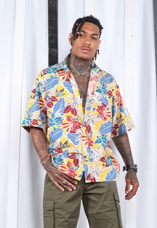VINTAGE 50S HAWAIIAN PRINT SHIRT. UNISEX. CRAZY PRINT.