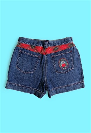 VINTAGE 90'S TEDDY BEAR PATCH HIGH WAIST DENIM SHORTS