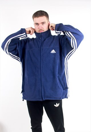90'S RETRO BLUE OVERSIZED FLEECE JACKET