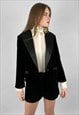 Positiv 80's Black Velvet Tux Style Satin Lapel Jacket
