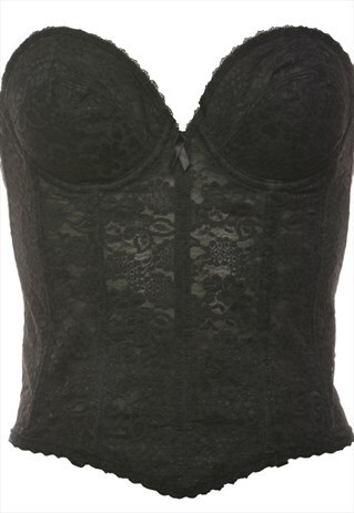 VINTAGE BLACK PLAIN LACE CORSET - M