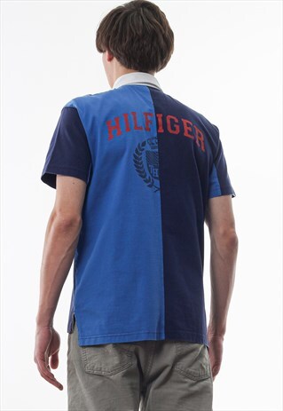 VINTAGE TOMMY HILFIGER NAVY BLUE SHORT SLEEVE BIG LOGO