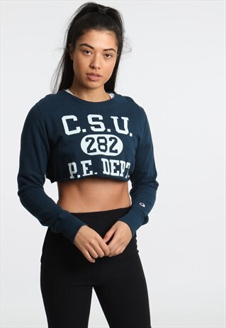 90S CHAMPION PRINT EXTREME CROPPED SWEATSHIRT
