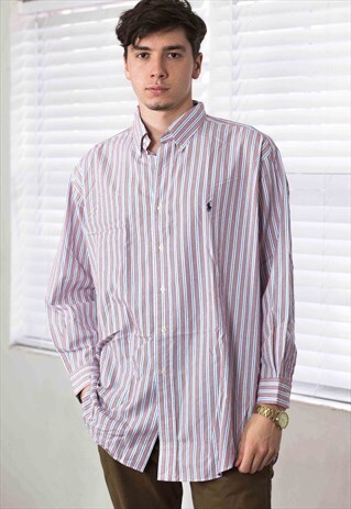 VINTAGE POLO RALPH LAUREN REGATTA STRIPED SHIRT LOGO 90S 8.4