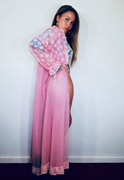 y2k festival pink sheer lace kimono