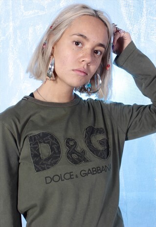 VINTAGE DOLCE & GABBANA KHAKI GREEN LONG SLEEVE TEE