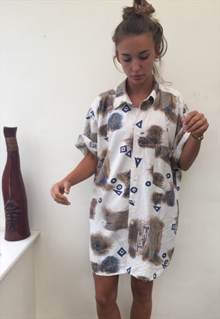 CRAZY PATTERNED OVERSIZED RETRO VINTAGE FESTIVAL SHIRT