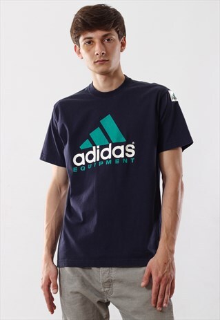 VINTAGE ADIDAS EQUIPMENT TEE 90S BLUE BIG LOGO