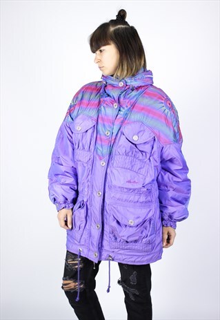 VINTAGE WOMENS ELLESSE WINTER PARKA PURPLE JACKET