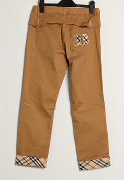 Vintage Burberry Straight Leg Logo Nova Check Trousers XS