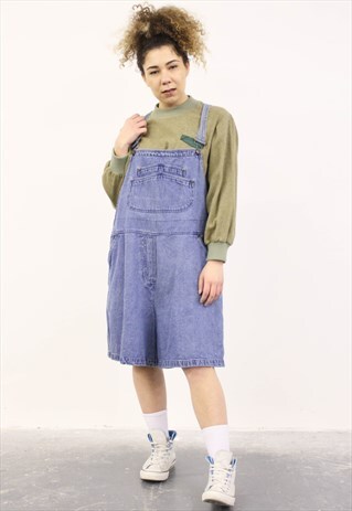 VINTAGE BLUE DENIM SHORT DUNGAREES