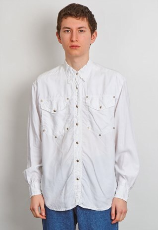 RARE VINTAGE 90'S VERSACE LOGO STUD DETAIL WHITE SHIRT