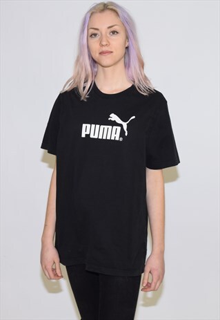 VINTAGE 90S BLACK PUMA CREW NECK T SHIRT