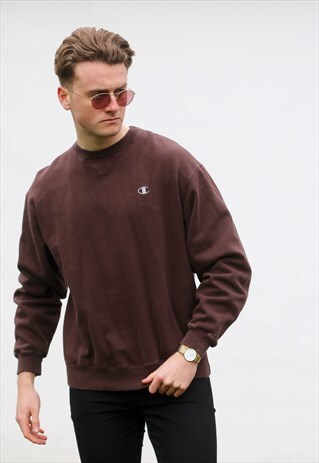 CHAMPION USA MINIMALIST MOCCA BROWN SWEATSHIRT