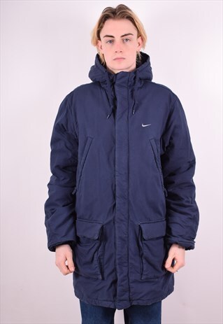 NIKE MENS VINTAGE JACKET LARGE NAVY BLUE 90S