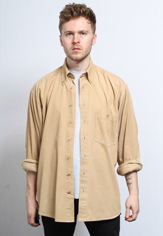 VINTAGE CORDUROY CORD SHIRT BROWN