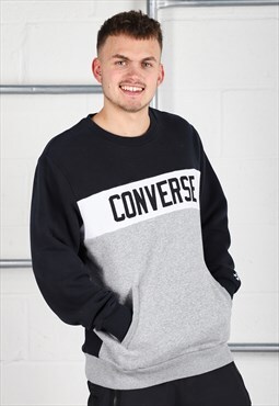 Vintage Converse Sweatshirt in Black Pullover Jumper Medium