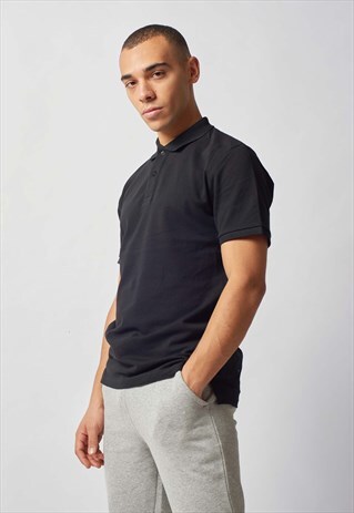 MEN'S BLACK POLO SHIRT IN PREMIUM COTTON PIQUE