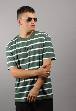GUESS STRIPED GREEN/WHITE TEE