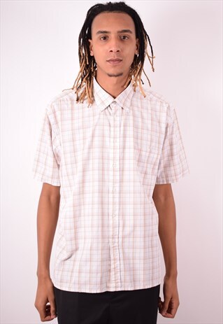 YVES SAINT LAURENT MENS VINTAGE SHIRT XXL WHITE CHECK 90S