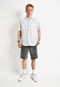 WRANGLER vintage white shirt men's cotton summer button up