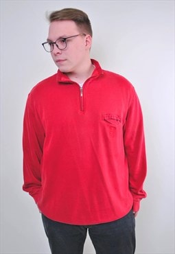 Vintage men red minimalist high neck sweatshirt 