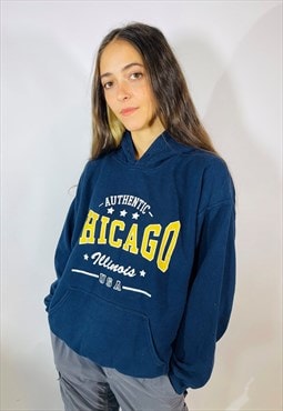 Vintage Size L Chicago USA Hoodie in Blue