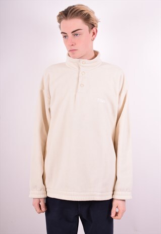 FILA MENS VINTAGE FLEECE JUMPER XXXL WHITE 90'S