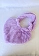 PURPLE FAUX FUR HEART TOTE BAG