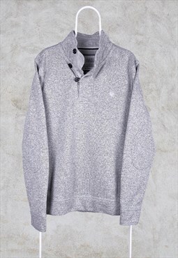 Fat Face Grey Sweatshirt 1/4 Button Elbow Patches Large