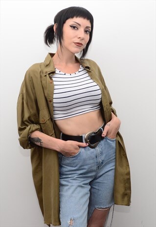VINTAGE 90'S GENUINE SILK OAK BROWN OVERSIZED SHIRT