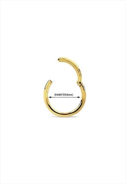 Gold Hinged Septum Ring 8mm
