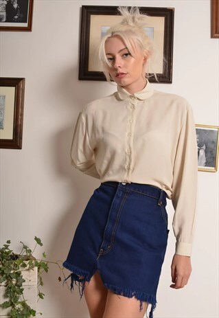 VINTAGE 90S LEVIS REWORK CUT OFF DENIM SKIRT IN BLUE