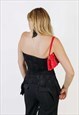 VINTAGE 90S LYCRA HALTER TOP WITH GLITTER AND GEOMETRIC PRIN