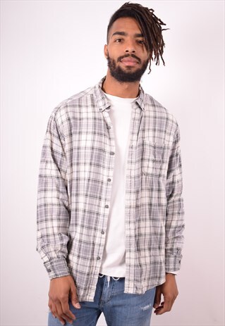 MENS VINTAGE SHIRT XL GREY CHECK 90S