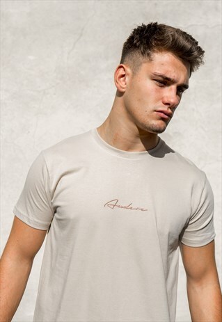 AUDERE TSHIRT SAND ROSE GOLD SCRIPT LOGO