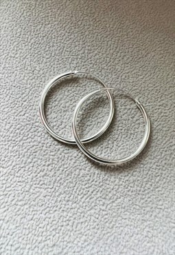 Sterling silver meadium ear hoops 30mm unisex