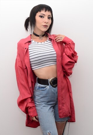 VINTAGE 90'S GENUINE SILK CORAL OVERSIZED SHIRT